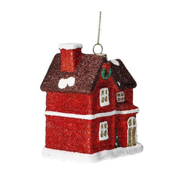 Vánoční ozdoba EVI RED červený domeček 802220