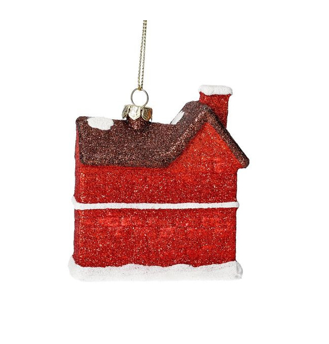 Vianočná ozdoba EVI RED červený domček 802220
