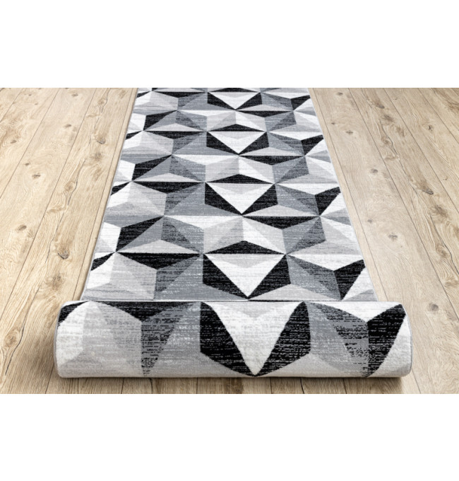 Behúň ARGENT - W6096 trojuholníky 3D sivý / čierny