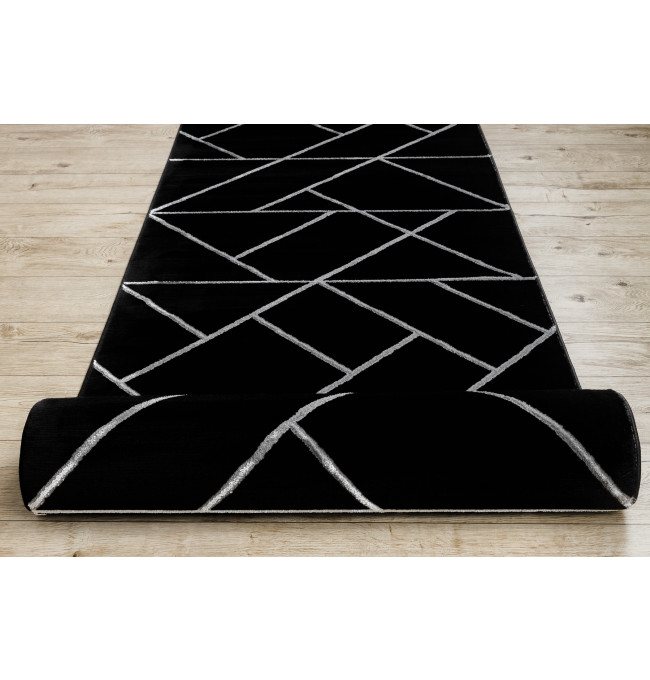 Behúň EMERALD exkluzívny 7543 glamour, styl geometrický čierny / strieborný