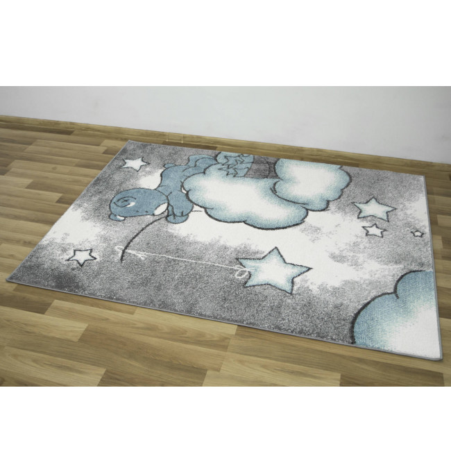 Detský koberec Lima 1295A krém/modrý Medvedík, oblaky a hviezdy