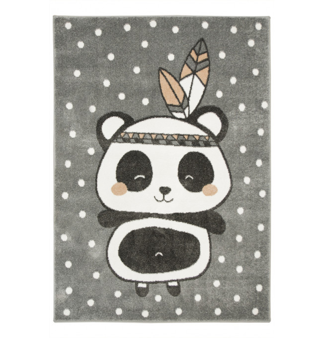 Detský koberec Lima 9371A Panda Indian svetlosivý / ružový