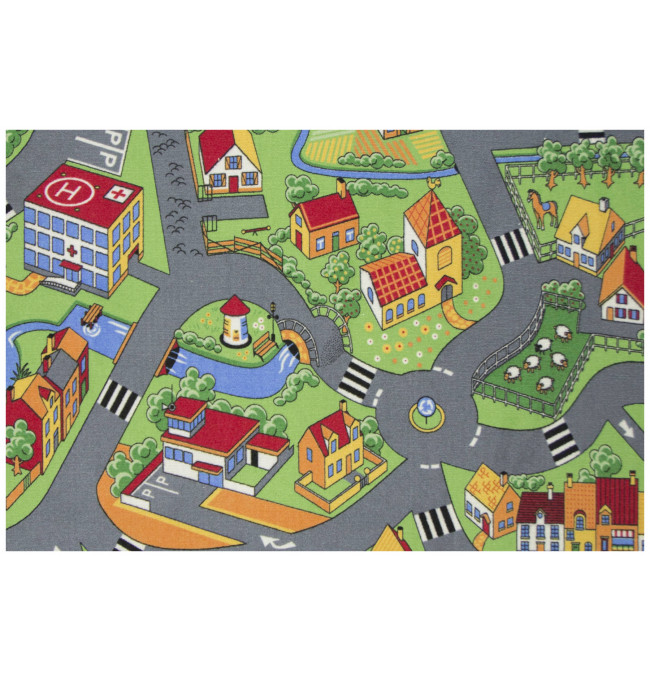 Detský koberec Little Village, Mestečko s uličkami, zelený