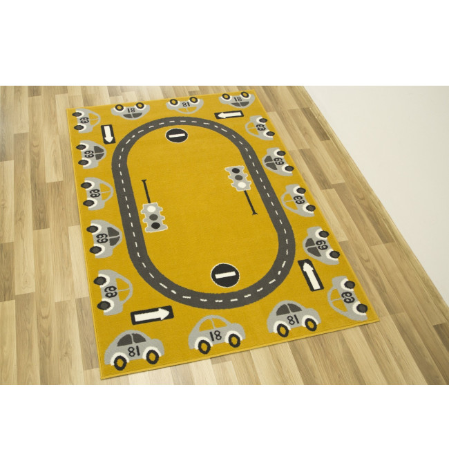 Dětský koberec LUNA KIDS 531825/89955 - Auta, hořčicový