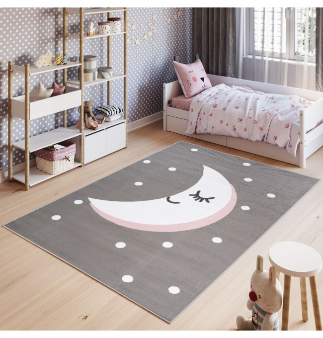 Dětský koberec PINKY DF02A Měsíc šedý