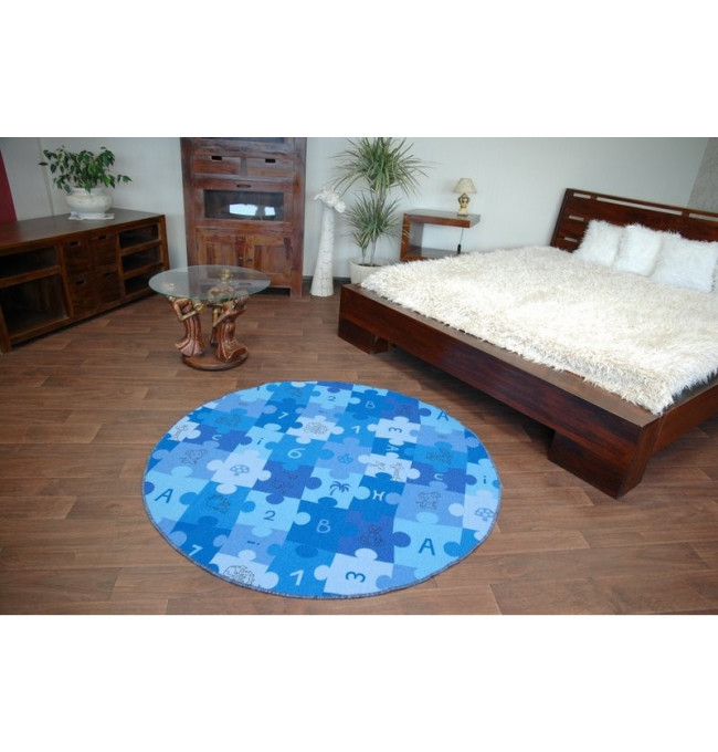 Dětský  koberec PUZZLE modrý kruh