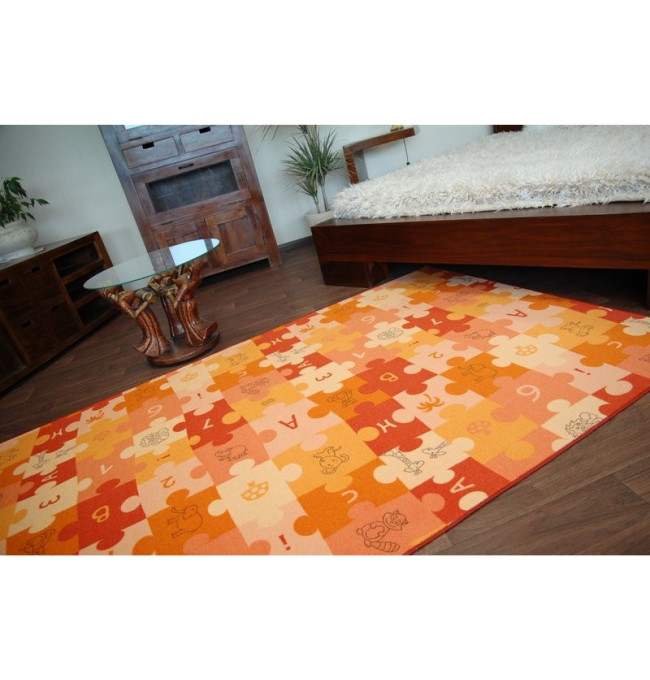 Dětský koberec PUZZLE oranžový