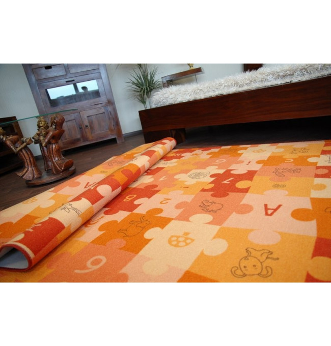 Dětský koberec PUZZLE oranžový - Výprodej