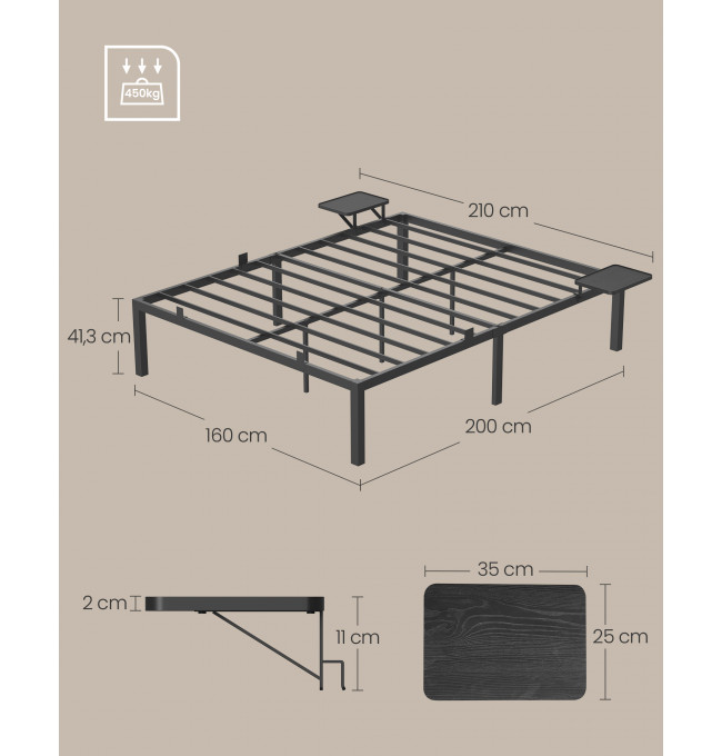 Kovová manželská postel 160 cm RMB095B01