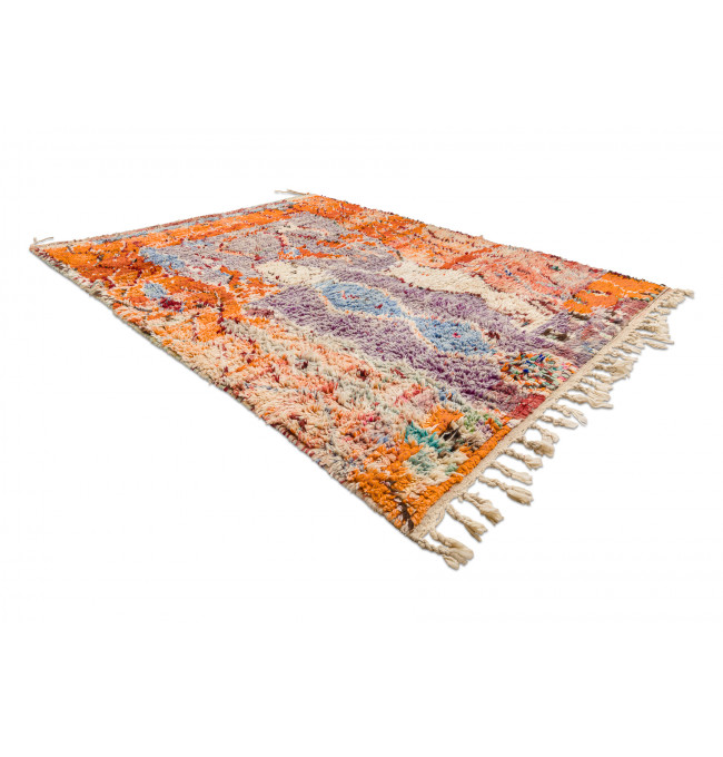 Ručne tkaný vlnený koberec BERBER BJ1020 Boujaad berber Boho, béžový / oranžový