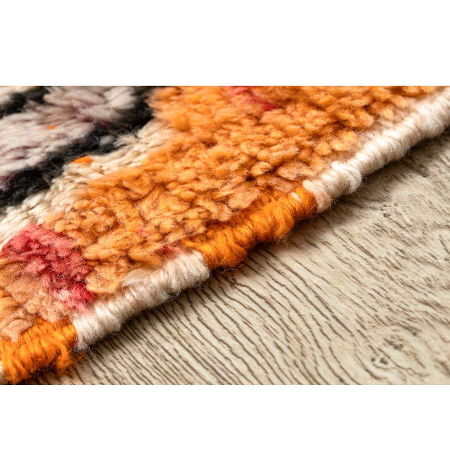 Ručne tkaný vlnený koberec BERBER BJ1250 Boujaad berber Boho, béžový / oranžový