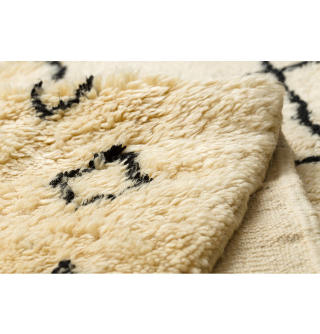 Ručně tkaný vlněný koberec BERBER MR1652 Beni Mrirt berber kosočtverce, béžový / černý
