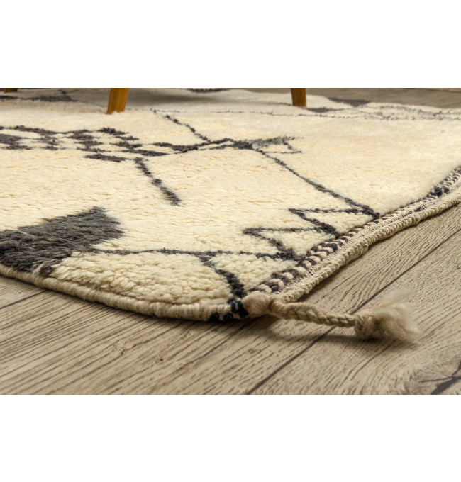Ručně tkaný vlněný koberec BERBER MR1801 Beni Mrirt berber Boho, béžový / šedý