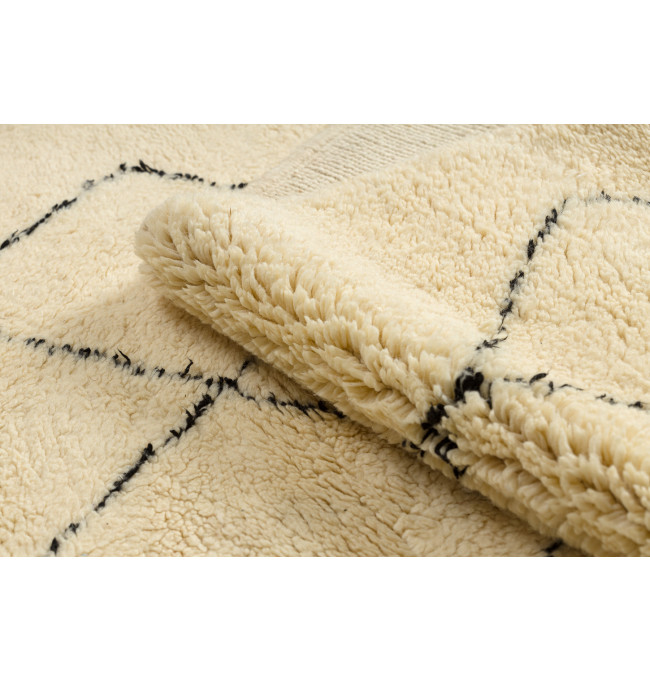 Ručně tkaný vlněný koberec BERBER MR2091 Beni Mrirt berber kosočtverce, béžový / černý