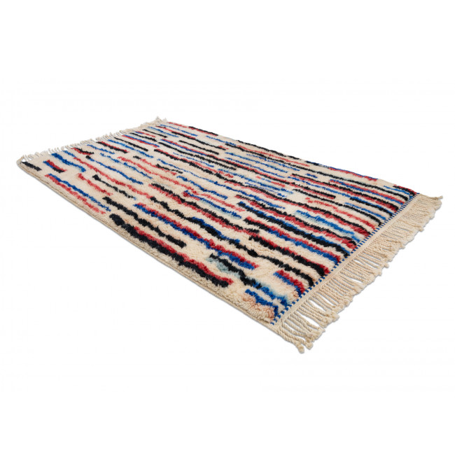 Ručně tkaný vlněný koberec BERBER MR2139 Beni Mrirt berber linie, béžový / červený