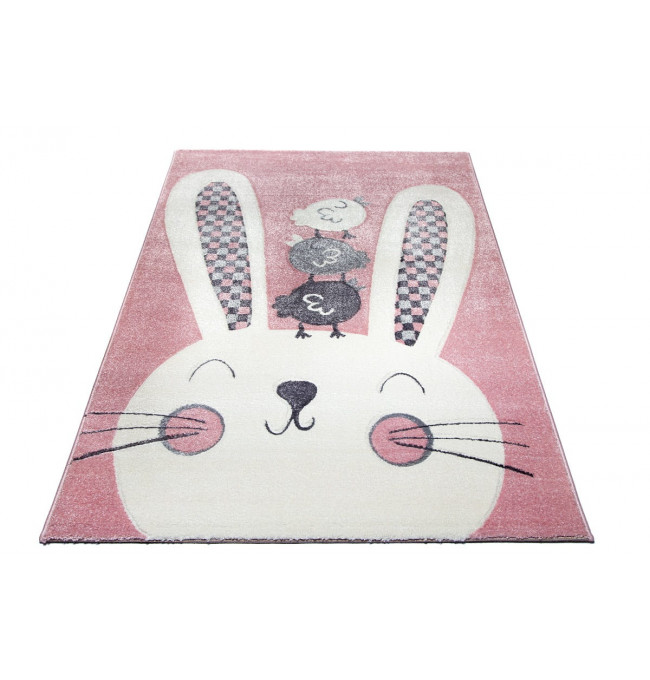 Detský koberec 3D králiček, ružový