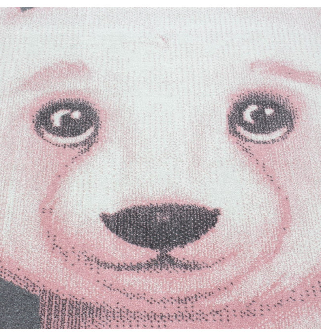 Detský koberec Bambi medveď kruh ružový  