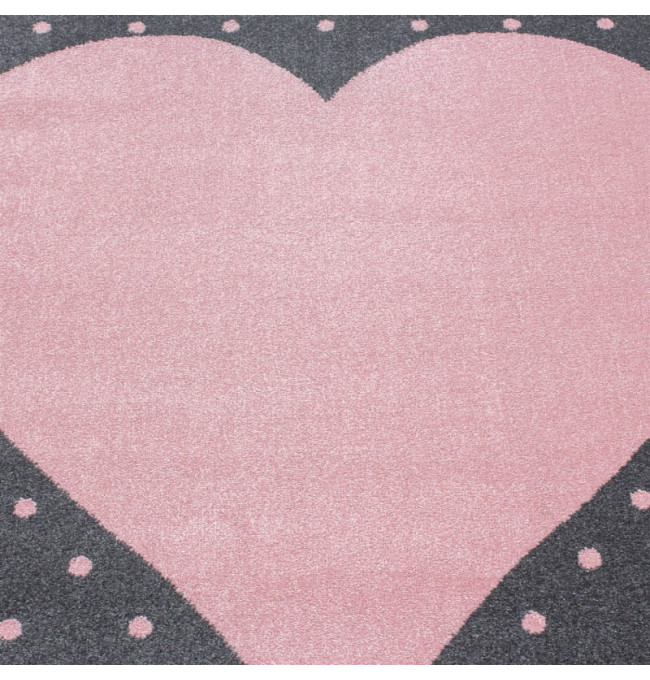 Detský koberec Bambi srdce kruh ružový 