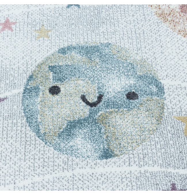 Dětský koberec Funny planety, krémový kruh 
