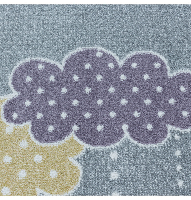 Dětský koberec Lucky barevné obláčky kruh - šedý