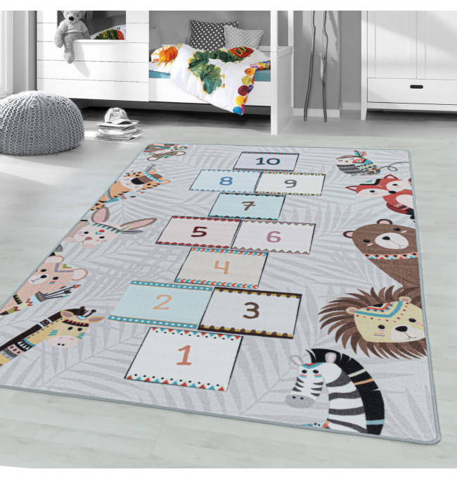Dětský protiskluzový koberec Play třídy šedý