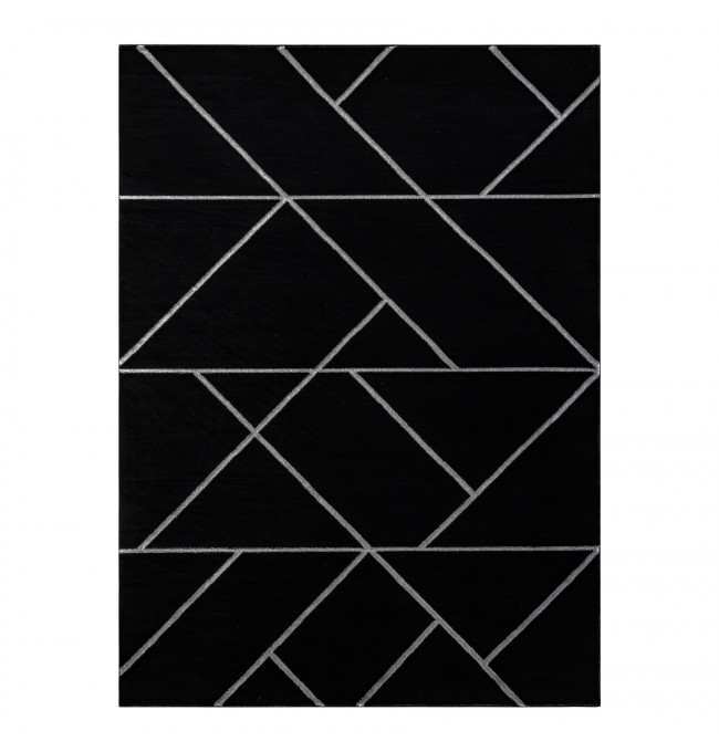 Koberec EMERALD exkluzivní 7543 glamour, styl geometrický černý / stříbrný