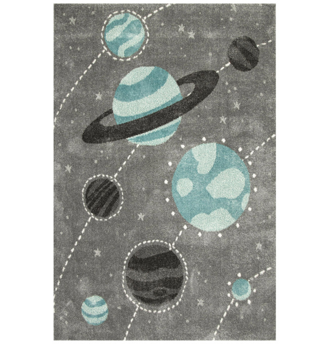 Detský koberec Lima F495A planéty, sivý / modrý 