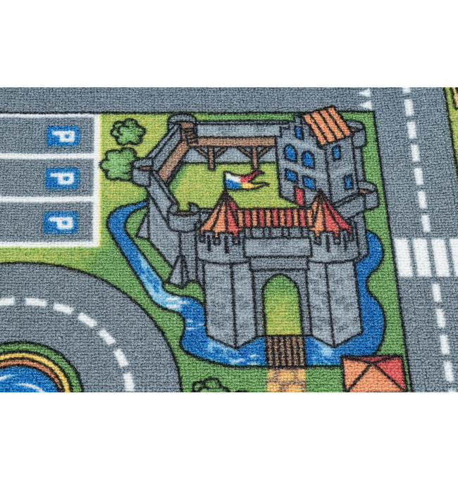 Dětský koberec REBEL ROADS City life 97 Město, protiskluzový - šedý