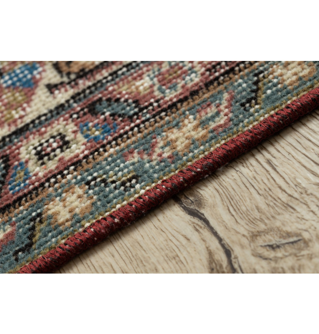 Ručně tkaný vlněný koberec Vintage 10175 rám / ornament, béžový / červený
