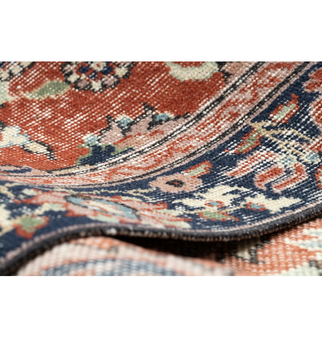 Ručně tkaný vlněný koberec Vintage 10181 rám / květiny, cihlový / zelený