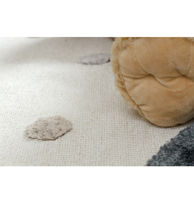 Detský koberec YOYO EY78 kruh, biely / béžový - mraky, dúha, kvapky
