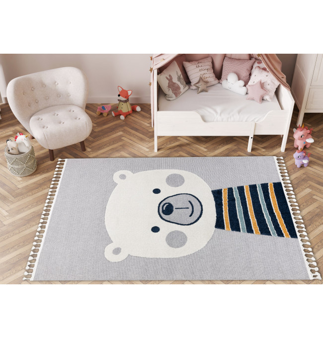 Dětský koberec YOYO GD50 šedý/bílý - Medvídek