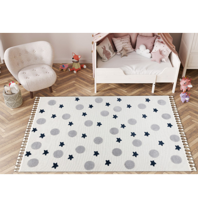 Dětský koberec YOYO GD75 bílý / šedý - hvězdičky