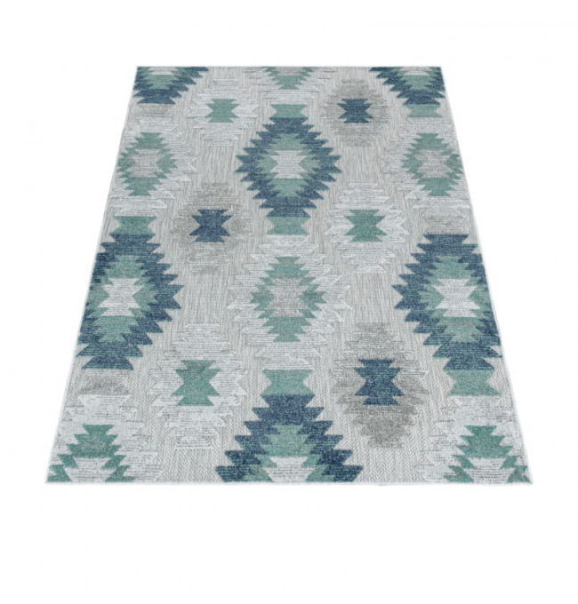 Šnúrkový koberec Bahama sivý / krémový / modrý 