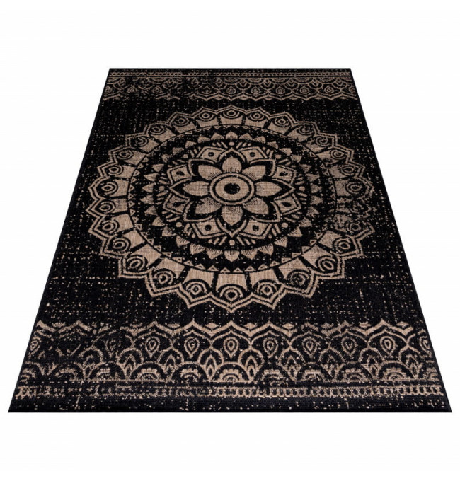 Šňůrkový koberec Sunny rozeta černý