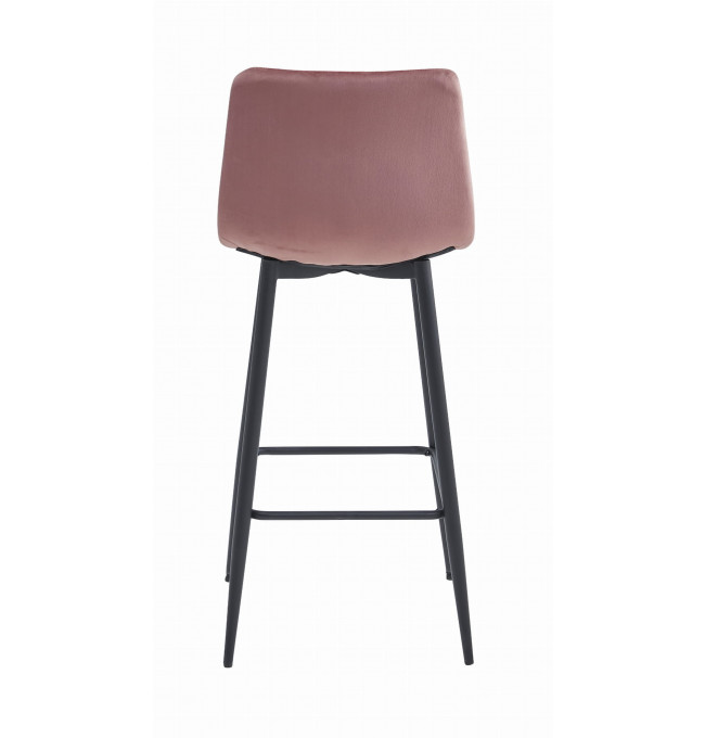 Barová židle ARCETO sametová růžová (černé nohy)