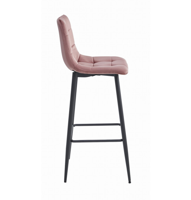 Set čtyř barových židlí ARCETO sametové růžové (černé nohy) 4 ks