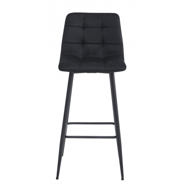 Barová stolička ARCETO zamatová čierna (čierne nohy)
