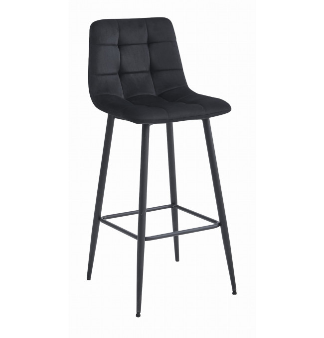 Barová židle ARCETO sametová černá (černé nohy)