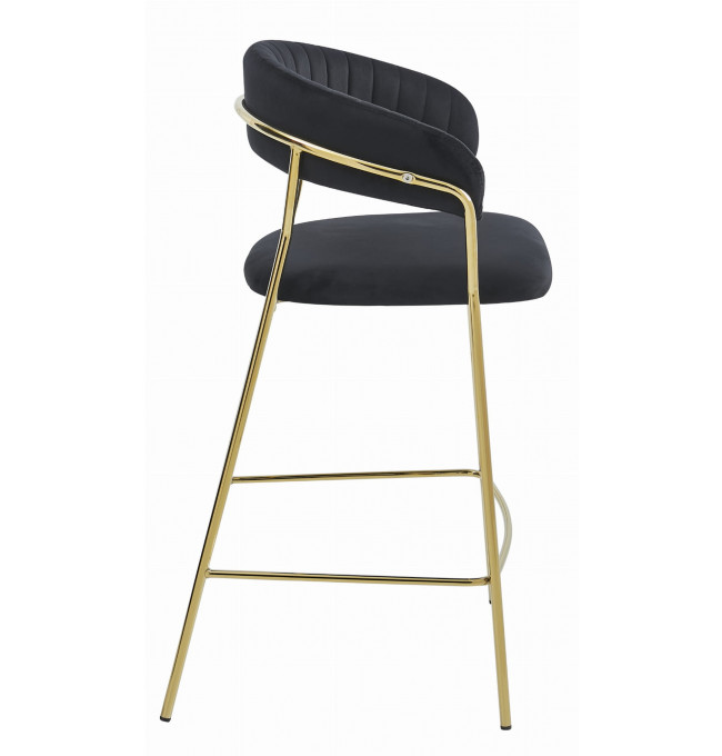 Barová stolička BADIA  zamatová čierna (zlaté nohy)