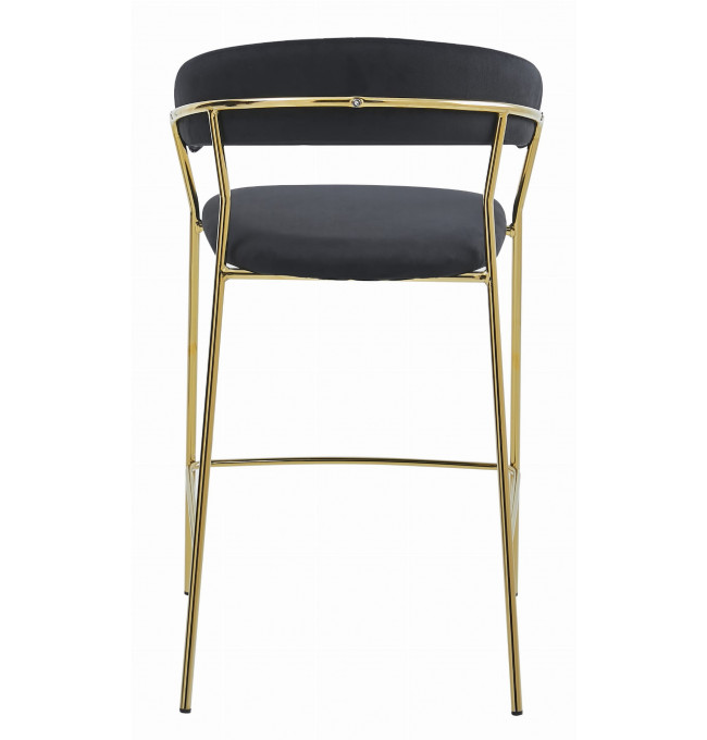 Barová židle BADIA sametová černá (zlaté nohy)