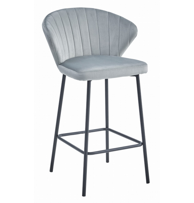 Set tří barových židlí GATTA sametové stříbrné (černé nohy) 3 ks
