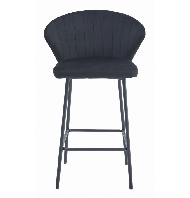 Set dvou barových židlí GATTA sametové černé (černé nohy) 2 ks
