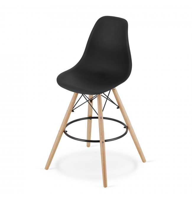 Barová židle LAMAL černá (hnědé nohy)