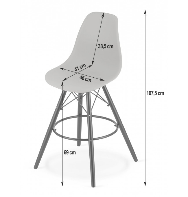 Barová židle LAMAL šedá (hnědé nohy)