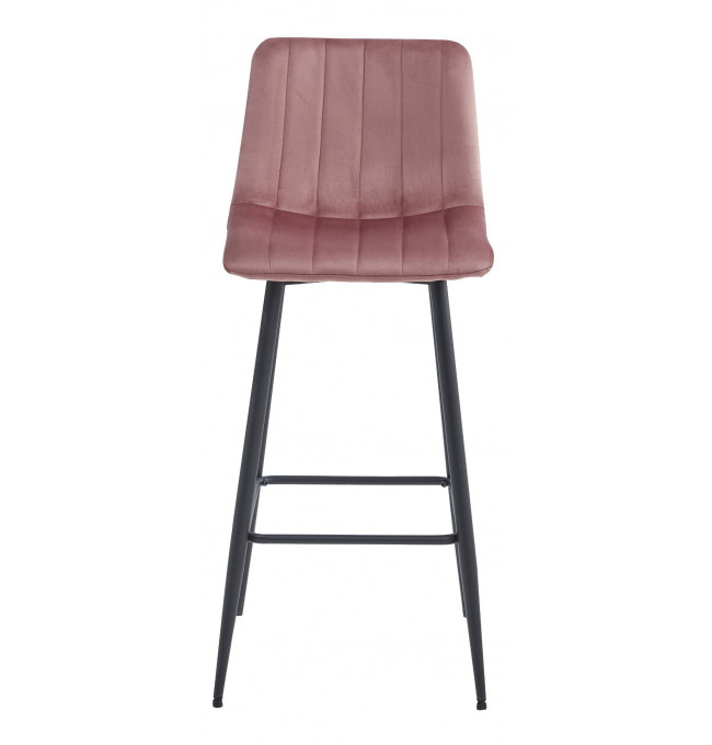 Barová stolička POZZA zamatová ružová (čierne nohy)