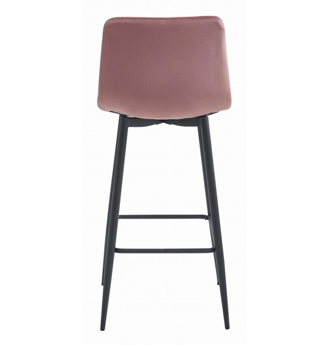 Barová židle POZZA sametová růžová (černé nohy)