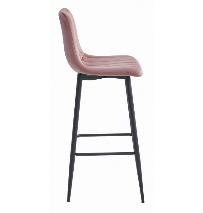 Set tří barových židlí POZZA sametové růžové (černé nohy) 3 ks