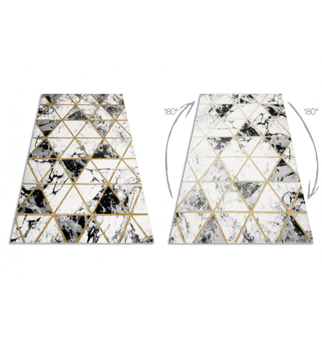 Koberec EMERALD exkluzivní 1020 glamour, styl marmur, trojúhelníky černý/zlatý