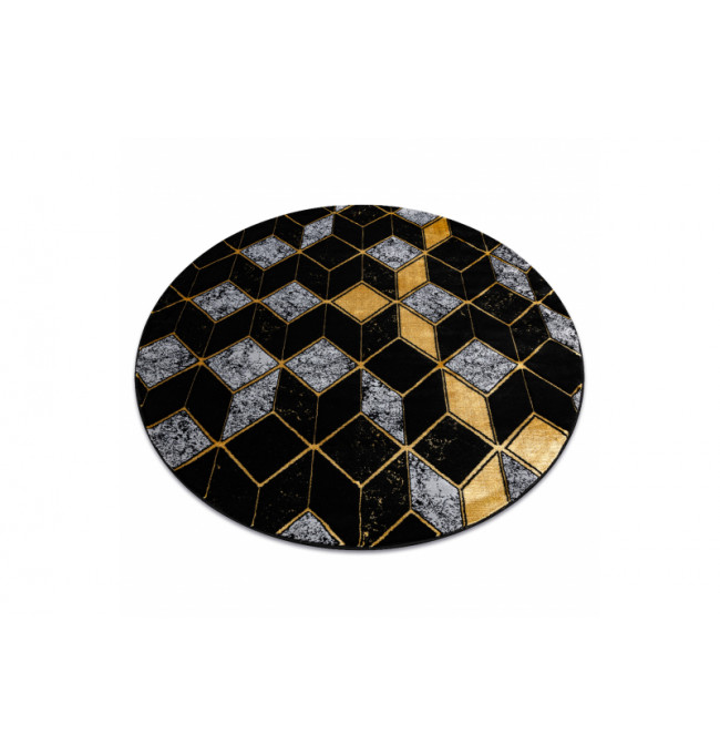 Koberec GLOSS 400B 86 kruh glamour, art deco, 3D geometrický - čierny / zlatý